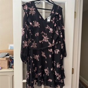 City Chic Black and Pink Floral Mini Dress